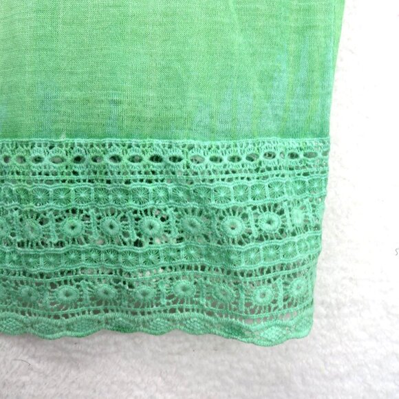 Chicos Jacket Large Blue Green Open Front Boho Lace Trim Lightweight Kimono - Picture 4 of 10